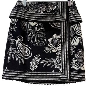 FARM Rio Anthropologie Black & White Floral Paisley Print Mini Skirt Size 26